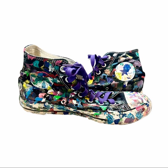 Converse Custom Paint Splatter Chuck Taylor Hi Top Sneakers Women's Size 8 - Picture 1 of 9